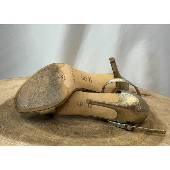 Via Spiga Gold Leather Open Toe Heels – Size 8M - Picture 11 of 11